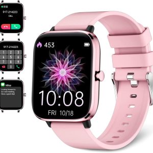 Smartwatch for Women - Call, Fitness Tracker, Heart Rate & Sleep Monitor, 1.69" Touch Screen, Waterproof - For Android & iPhone, Pink